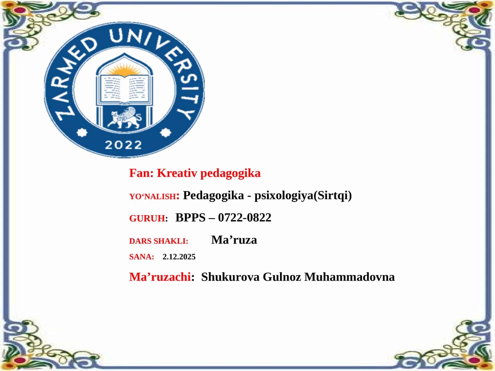 Resurslarni tahlil qilish algoritmi. Pedagogik-psixologik inersiya. Umumtaʼlim maktablarida tarbiya fanini oʻqitishda kreativ yondashuv. Oʻquv topshiriqlarini ishlab chiqishga kreativ yondashuv 1