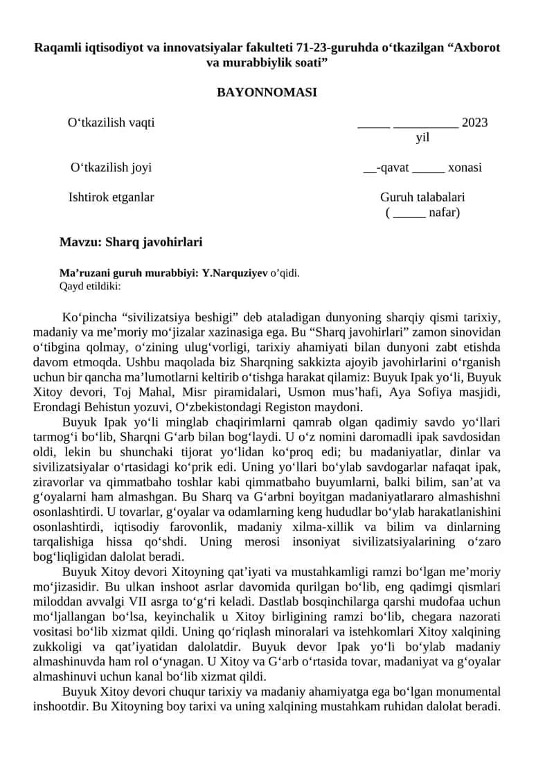 Axborot va murabbiylik soati 1
