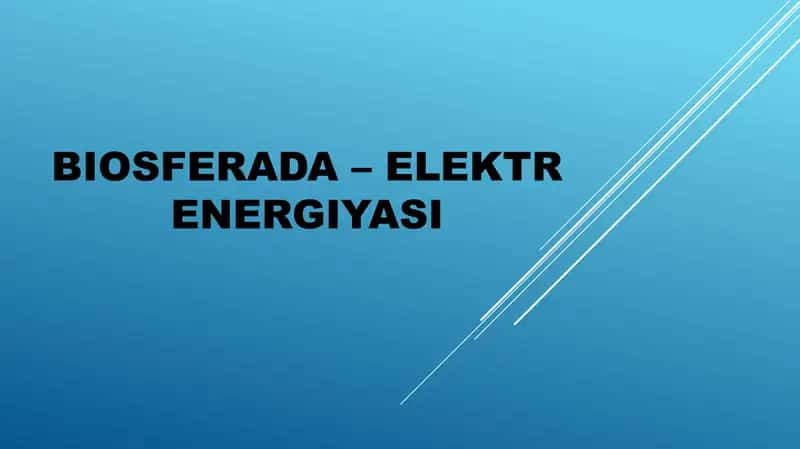 BIOSFERADA – ELEKTR ENERGIYASI 1
