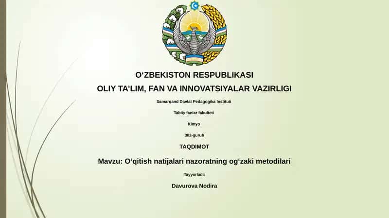 Og'zaki nazorat usullari 1