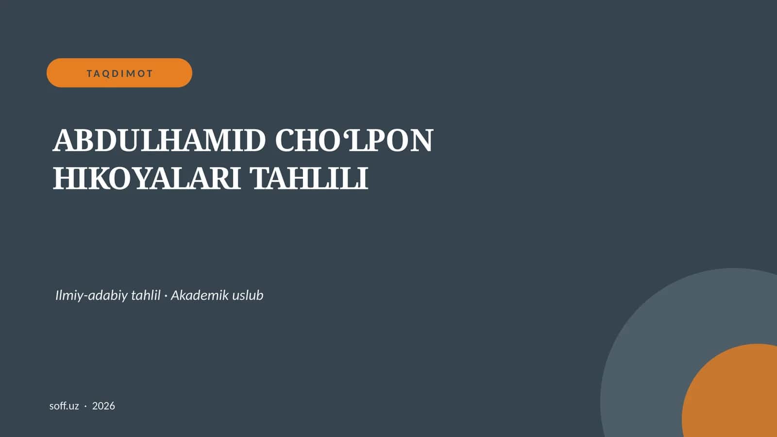 ABDULHAMID CHOʻLPON HIKOYALARI TAHLILI 1