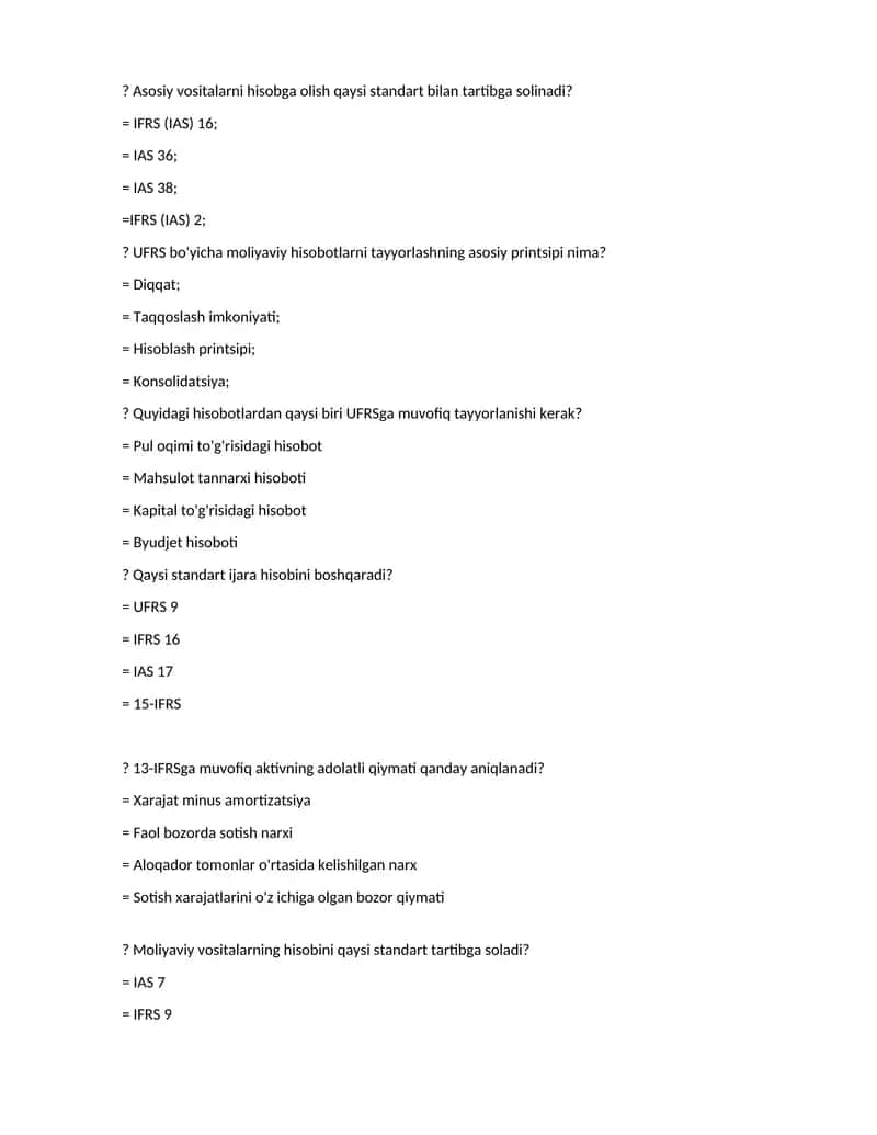 IFRS (IAS) standartlari 1