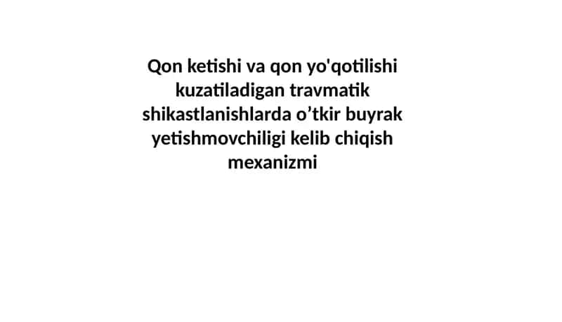Qon ketishi va qonyo'qotilishi 1