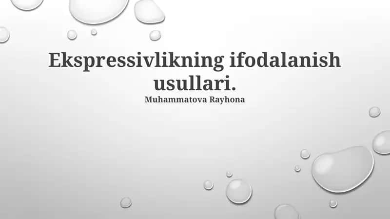 Ekspressivlikning Ifodalanish Usullari 1