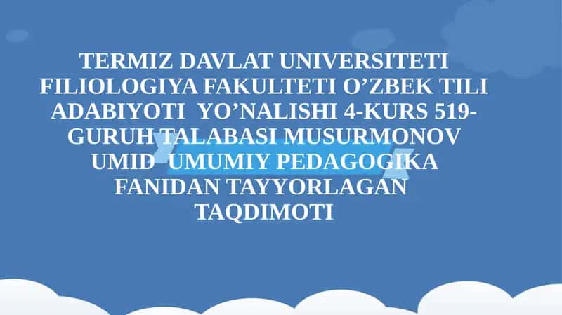 Kavkovusning Qabusnoma asarida barkamol inson tarbiyasida qo'llaniladigan metod va usullarning ifodalanishi 1