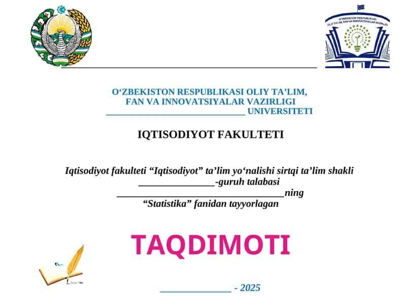 Biznes statistikasida ko‘rsatkichlar tizimi 1