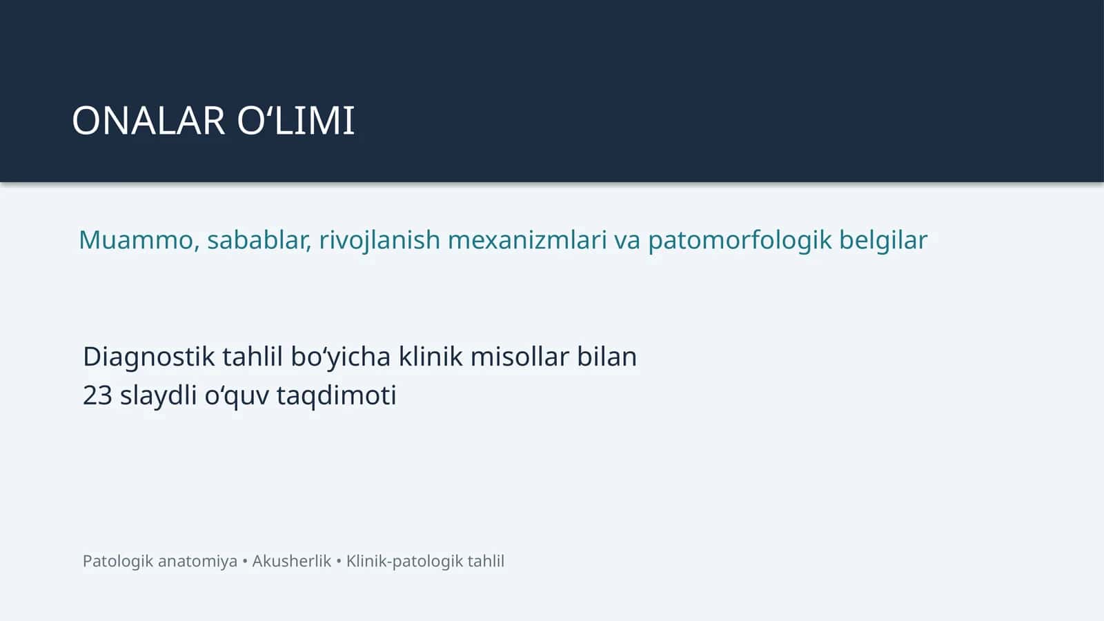 ONALAR O‘LIMI 1