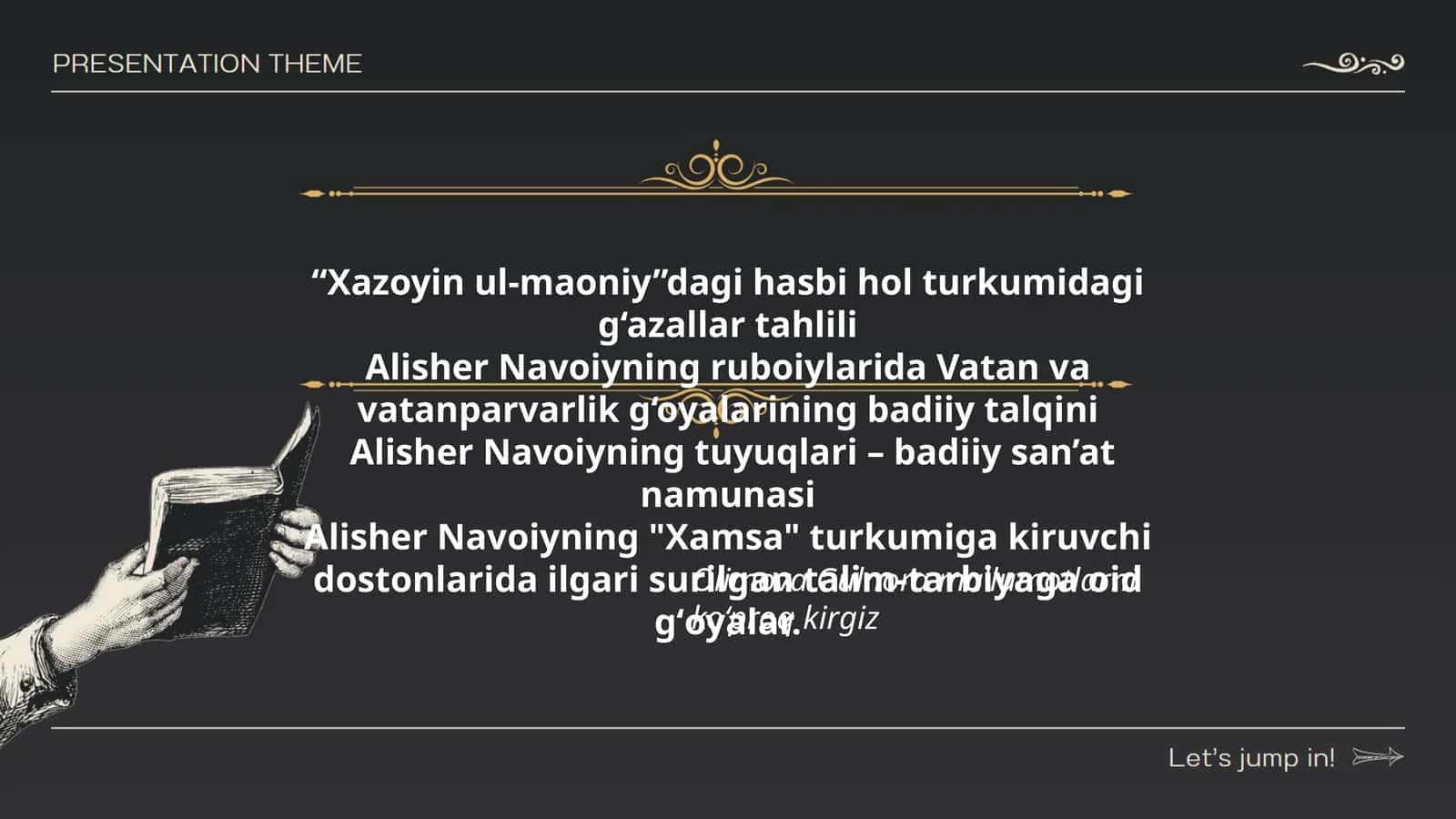 "Xazoyin ul-maoniy"dagi hasbi hol turkumidagi g‘azallar tahlili 1