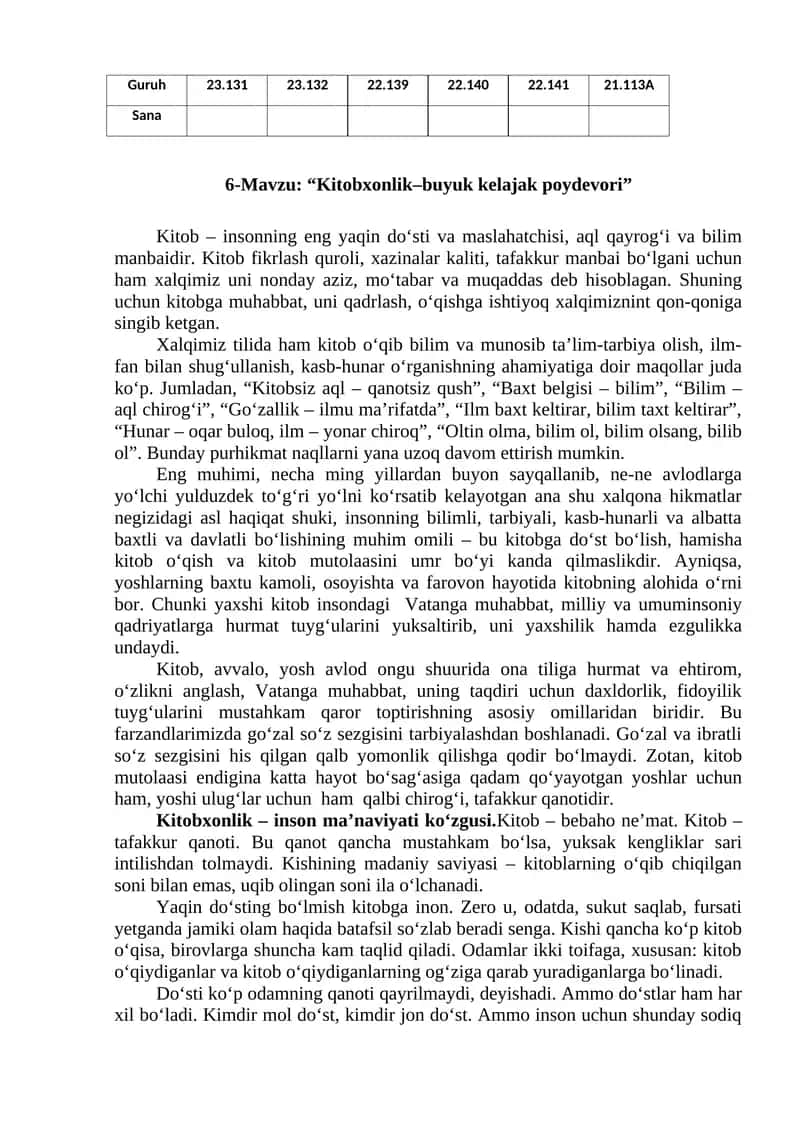 "Kitobxonlik–buyuk kelajak poydevori" 1