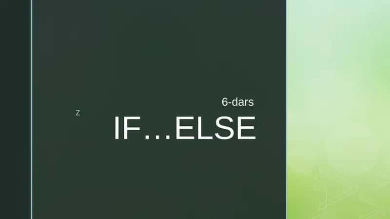 IF...ELSE 1