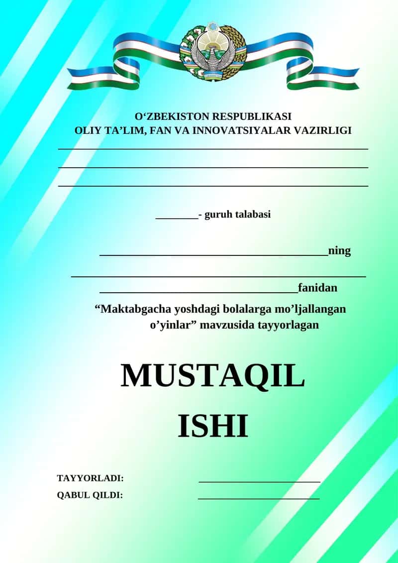 Maktabgacha yoshdagi bolalarga mo’ljallangan o’yinlar 1