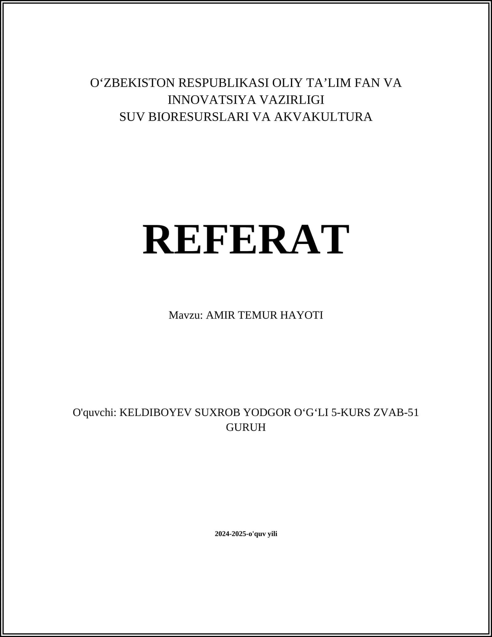 AMIR TEMUR HAYOTI 1