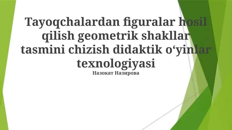 Didaktik o'yinlar texnologiyasi 1