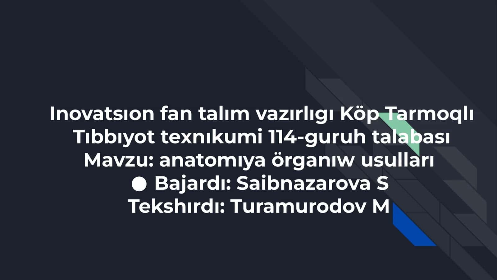 Inovatsıon fan talım vazırlıgı Köp Tarmoqlı Tıbbıyot texnıkumi 114-guruh talabası 1