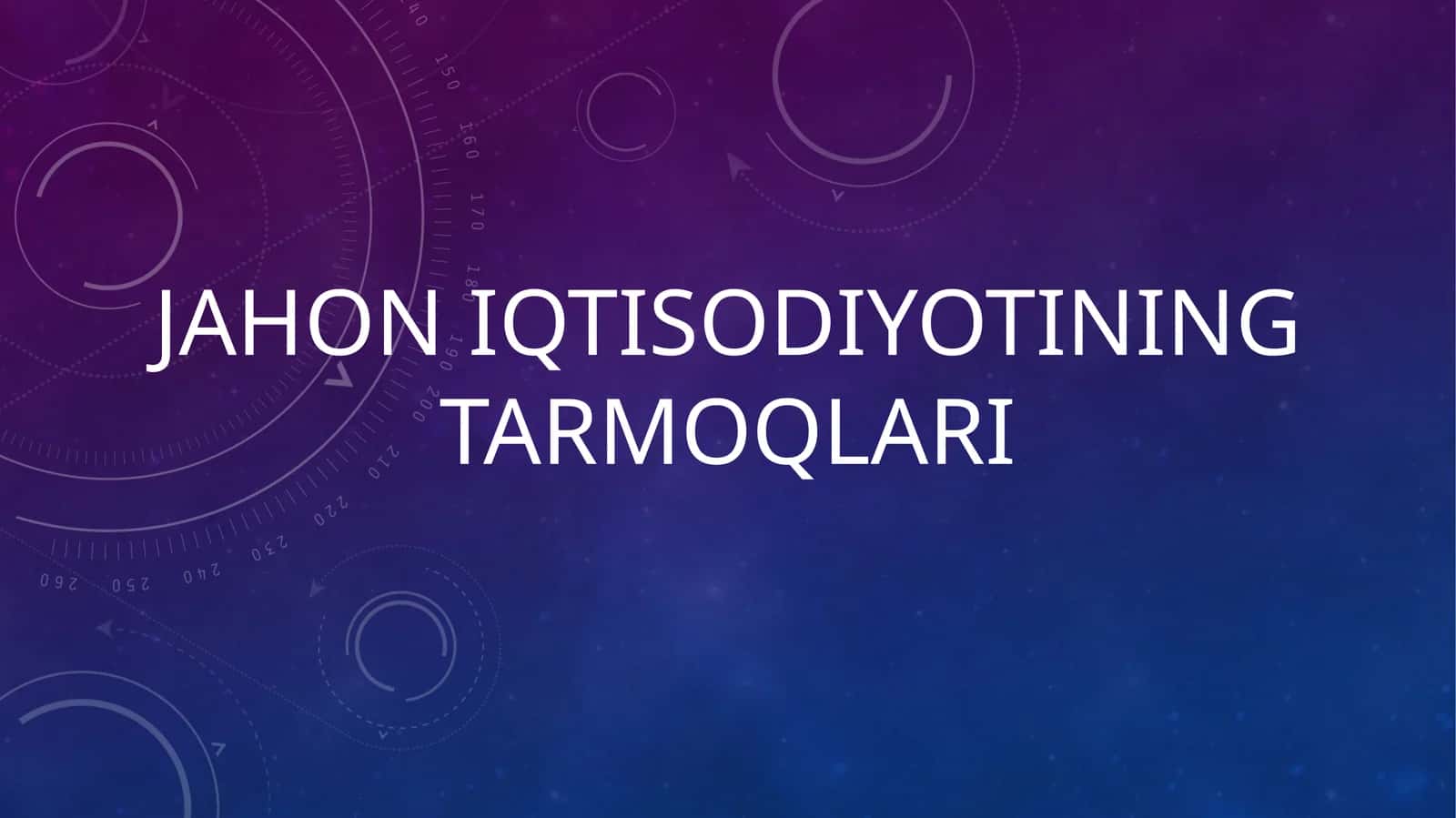 Jahon Iqtisodiyotining tarmoqlari 1