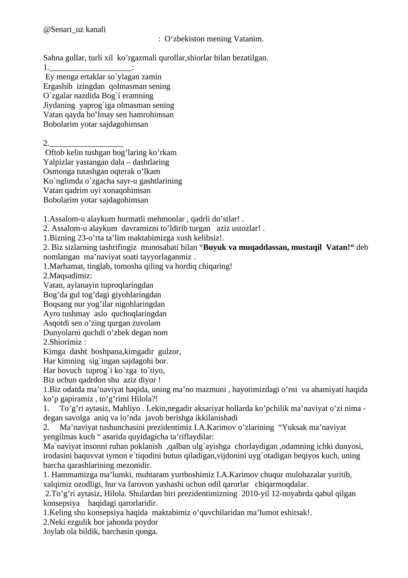 Buyuk va muqaddassan, mustaqil Vatan! 1