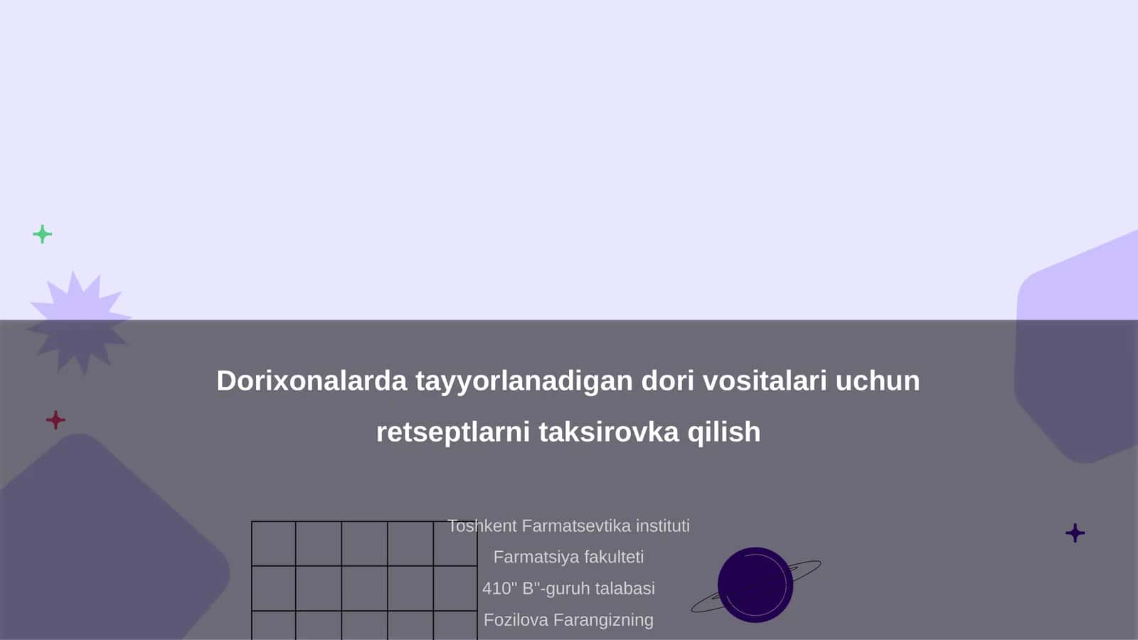 Dorixonalarda tayyorlanadigan dori vositalari uchun retseptlarni taksirovka qilish 1