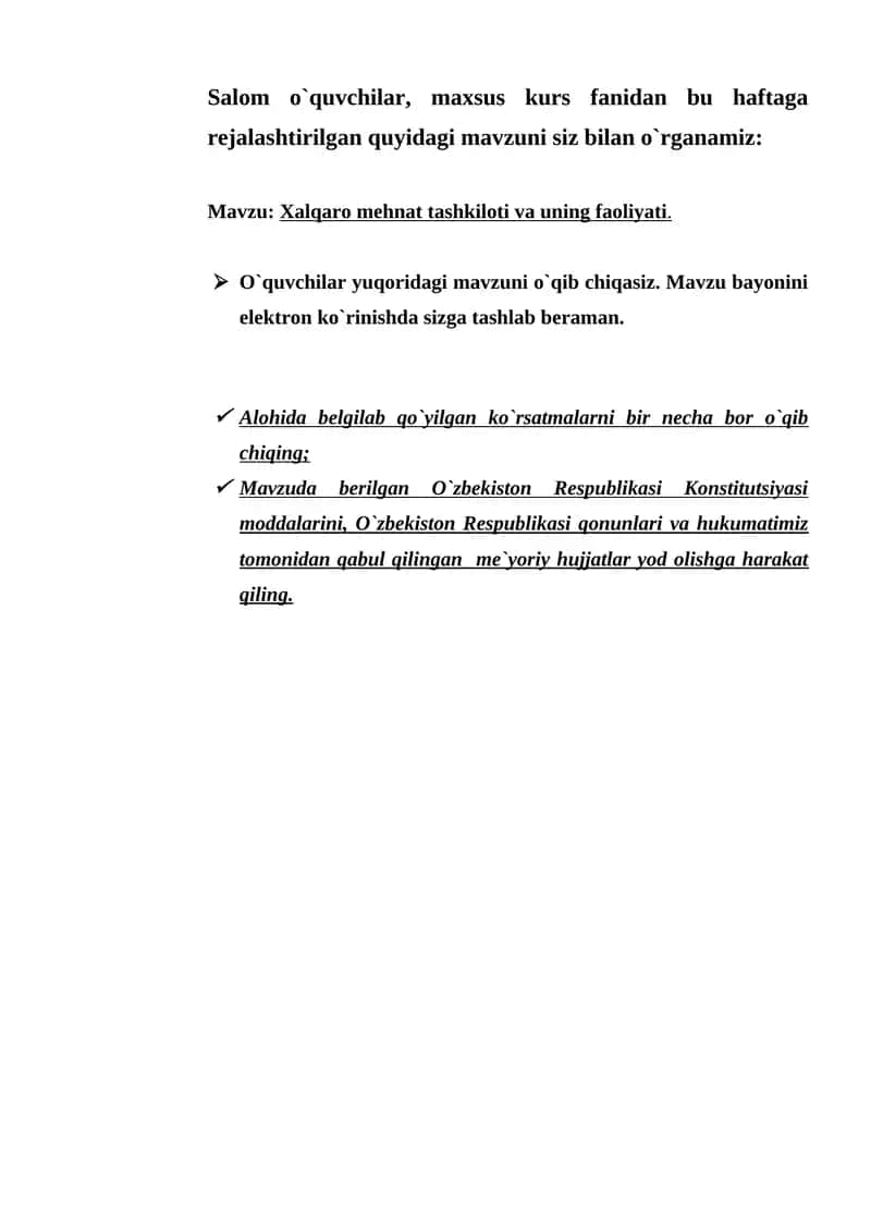 Xalqaro mehnat tashkiloti va uning faoliyati 1