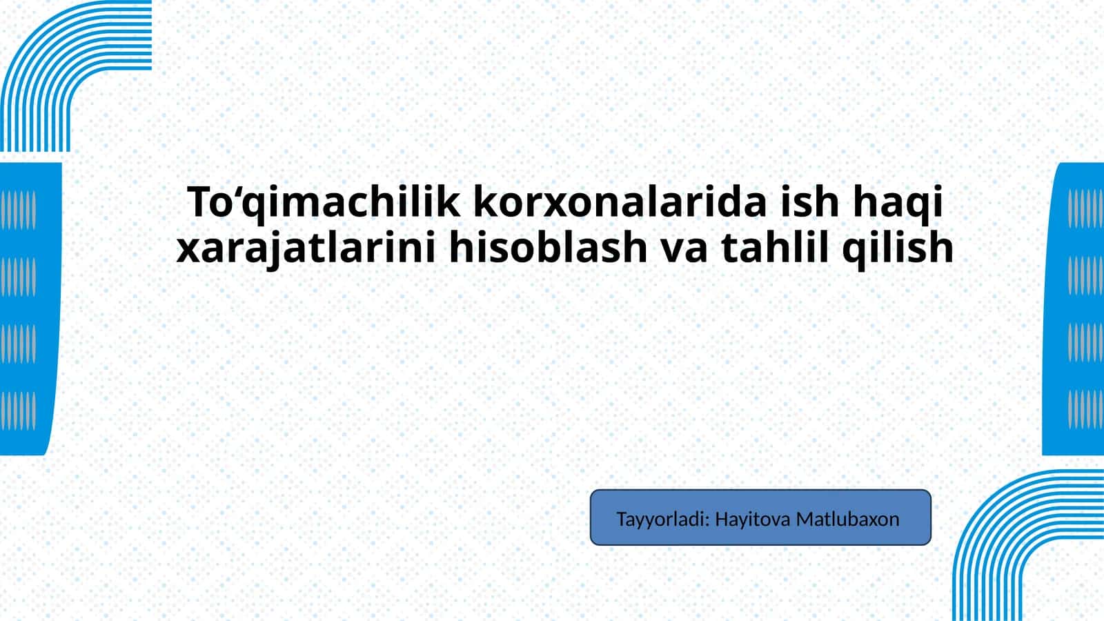 Ushbu taqdimot doirasida to‘qimachilik korxonalarining iqtisodiy samaradorligini belgilovchi uch ta asosiy yo‘nalish ko‘rib chiqiladi 1