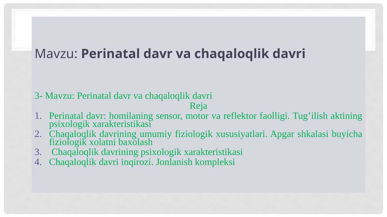 Perinatal davr va chaqaloqlik davri 1