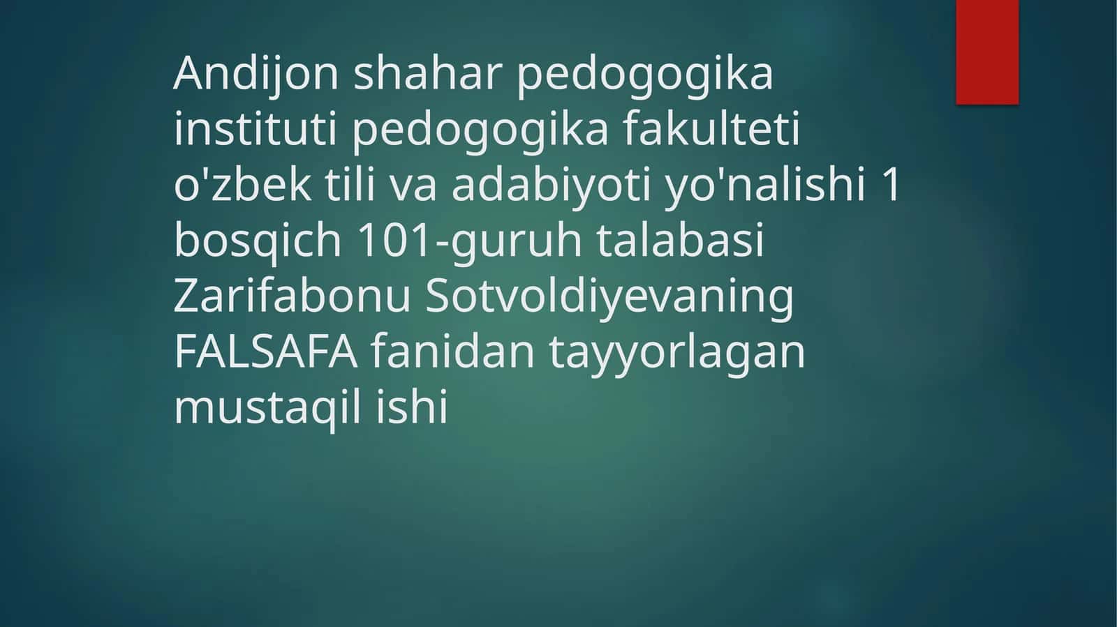 FALSAFA fanidan tayyorlangan mustaqil ishi 1