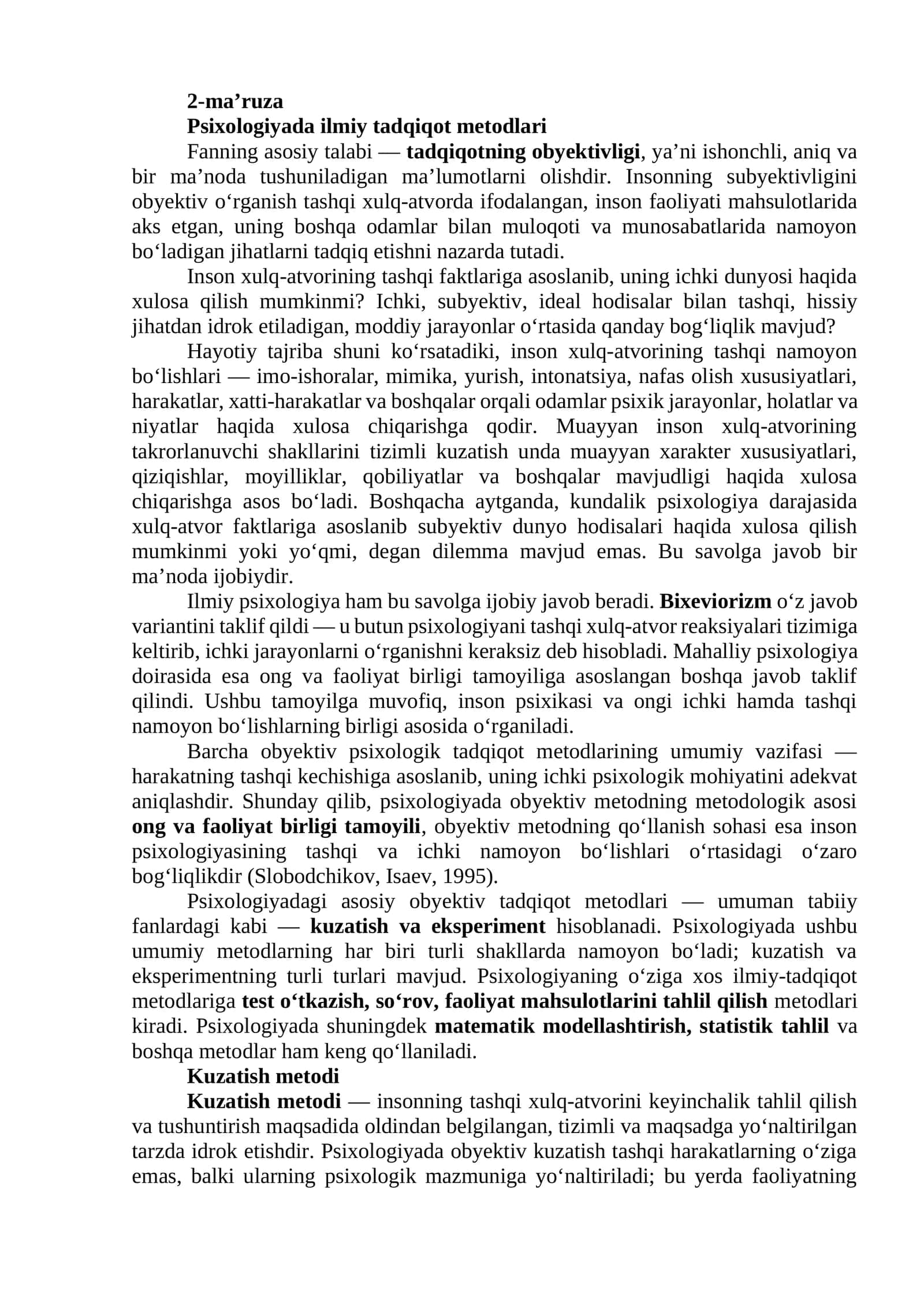 Psixologiyada ilmiy tadqiqot metodlari 1
