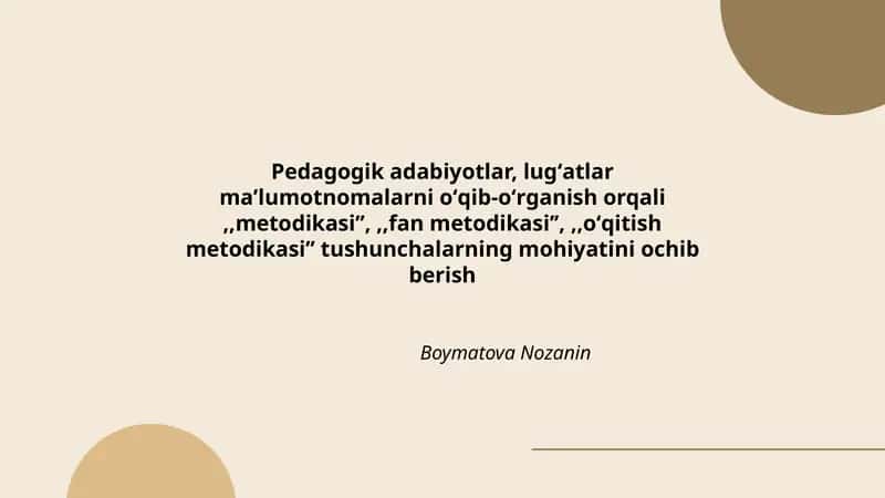 Pedagogik adabiyotlar, lugʻatlar maʼlumotnomalarni oʻqib-oʻrganish 1