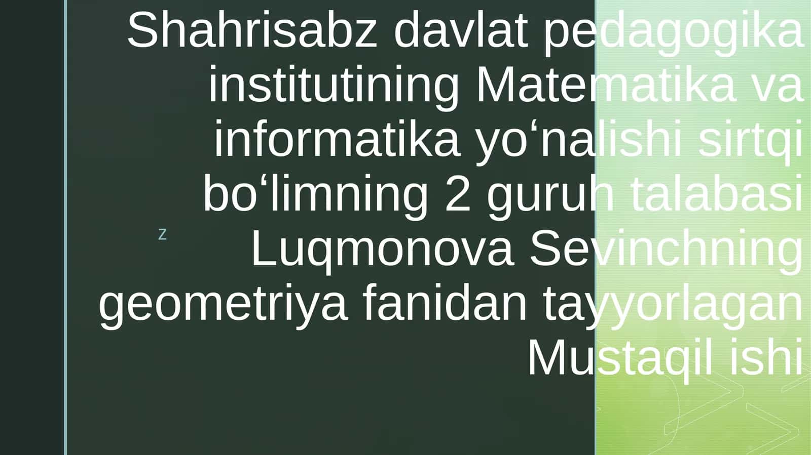 Vektorlar algebrasining tabiat bilan bogʻliqligi 1