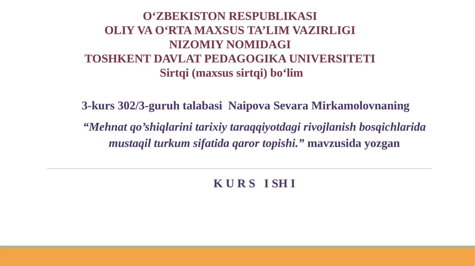 Mehnat qo’shiqlarini tarixiy taraqqiyotdagi rivojlanish bosqichlarida mustaqil turkum sifatida qaror topishi 1