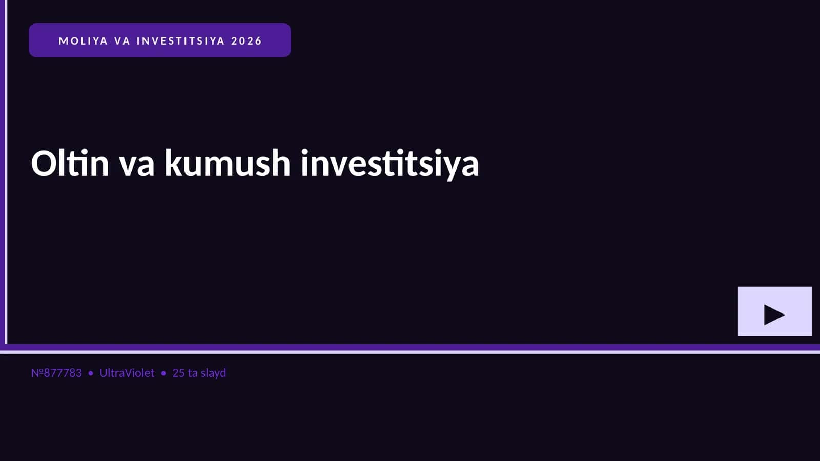Oltin va kumush investitsiya 1