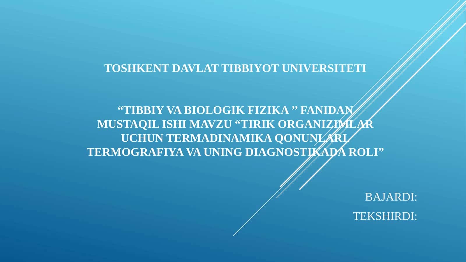 TIBBIY VA BIOLOGIK FIZIKA 1