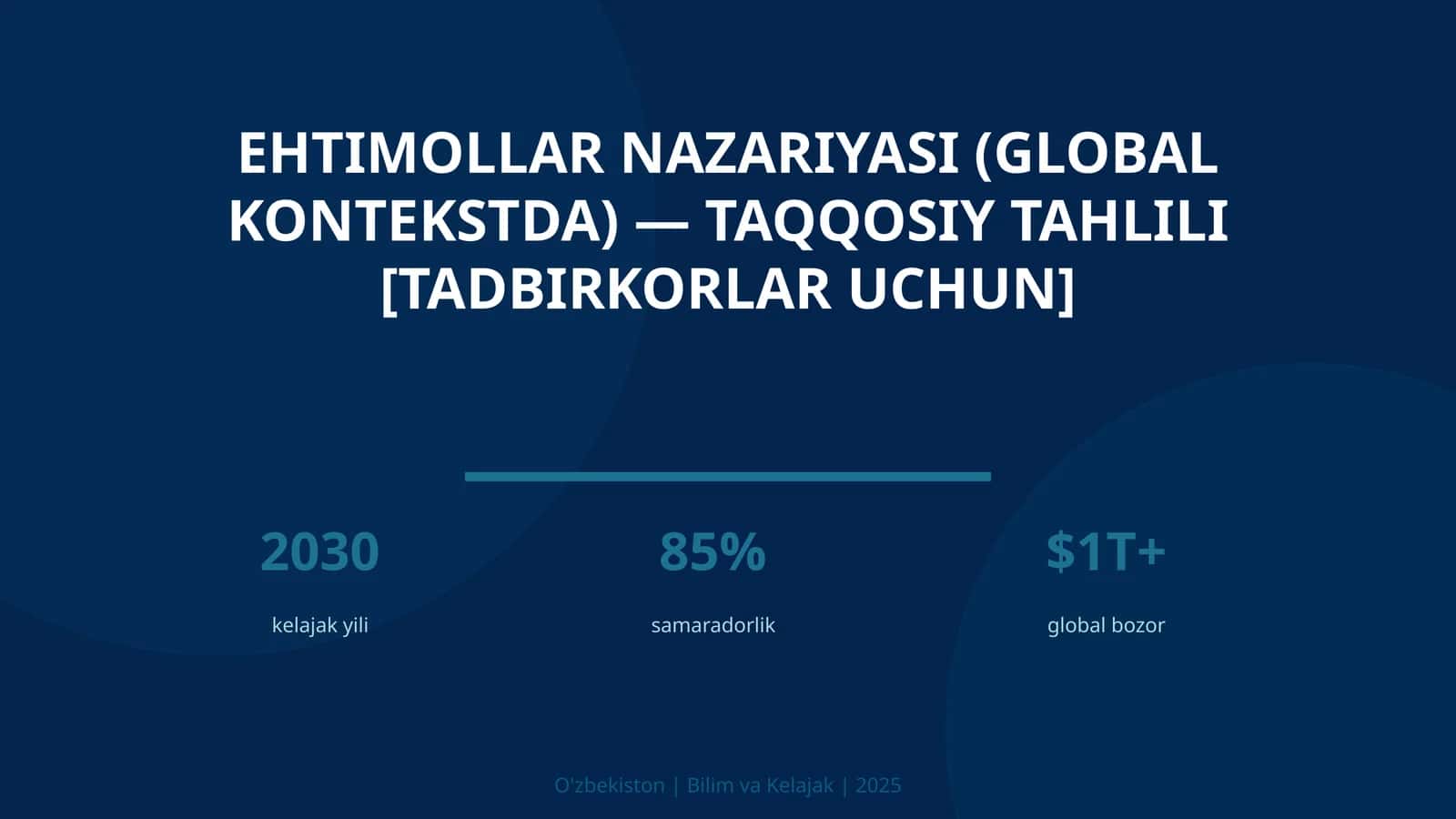 Ehtimollar nazariyasi (global kontekstda) — taqqosiy tahlili [tadbirkorlar uchun] 1
