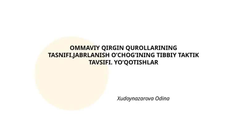 Ommaviy qirg'in qurollarining tasnifi 1