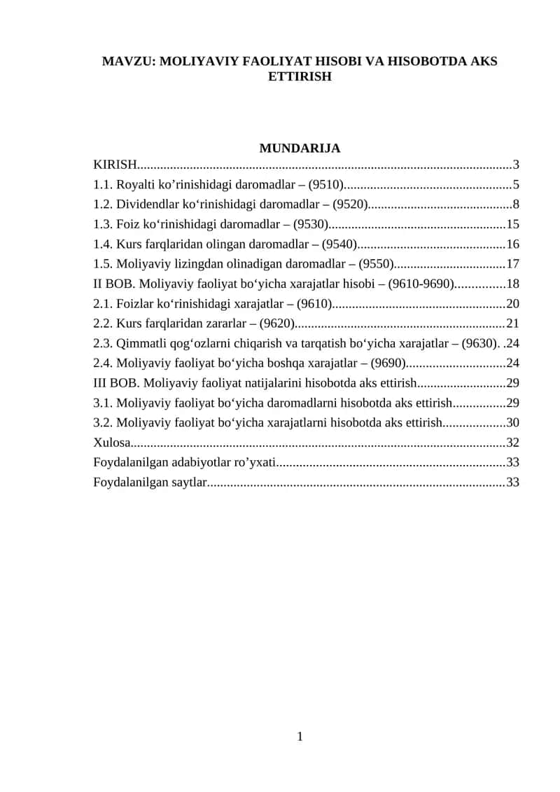 MOLIYAVIY FAOLIYAT HISOBI VA HISOBOTDA AKS ETTIRISH 1