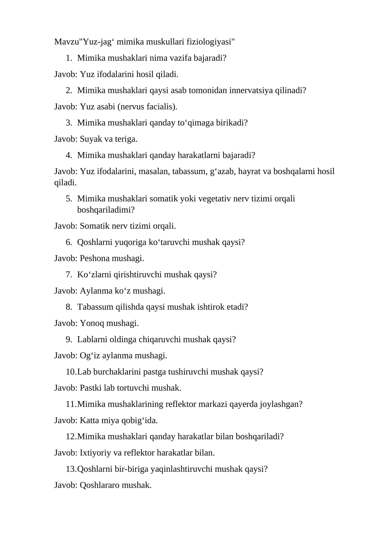 Yuz-jag‘ mimika muskullari fiziologiyasi 1