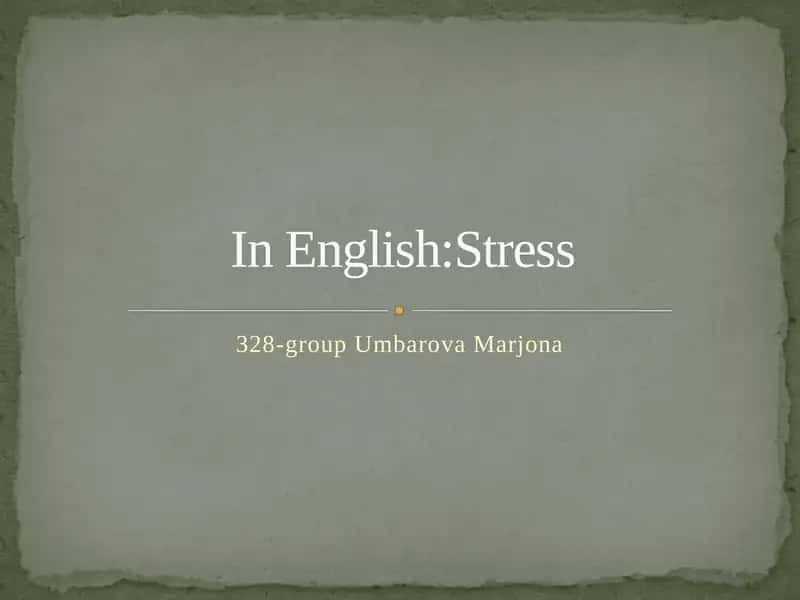 Stress 1