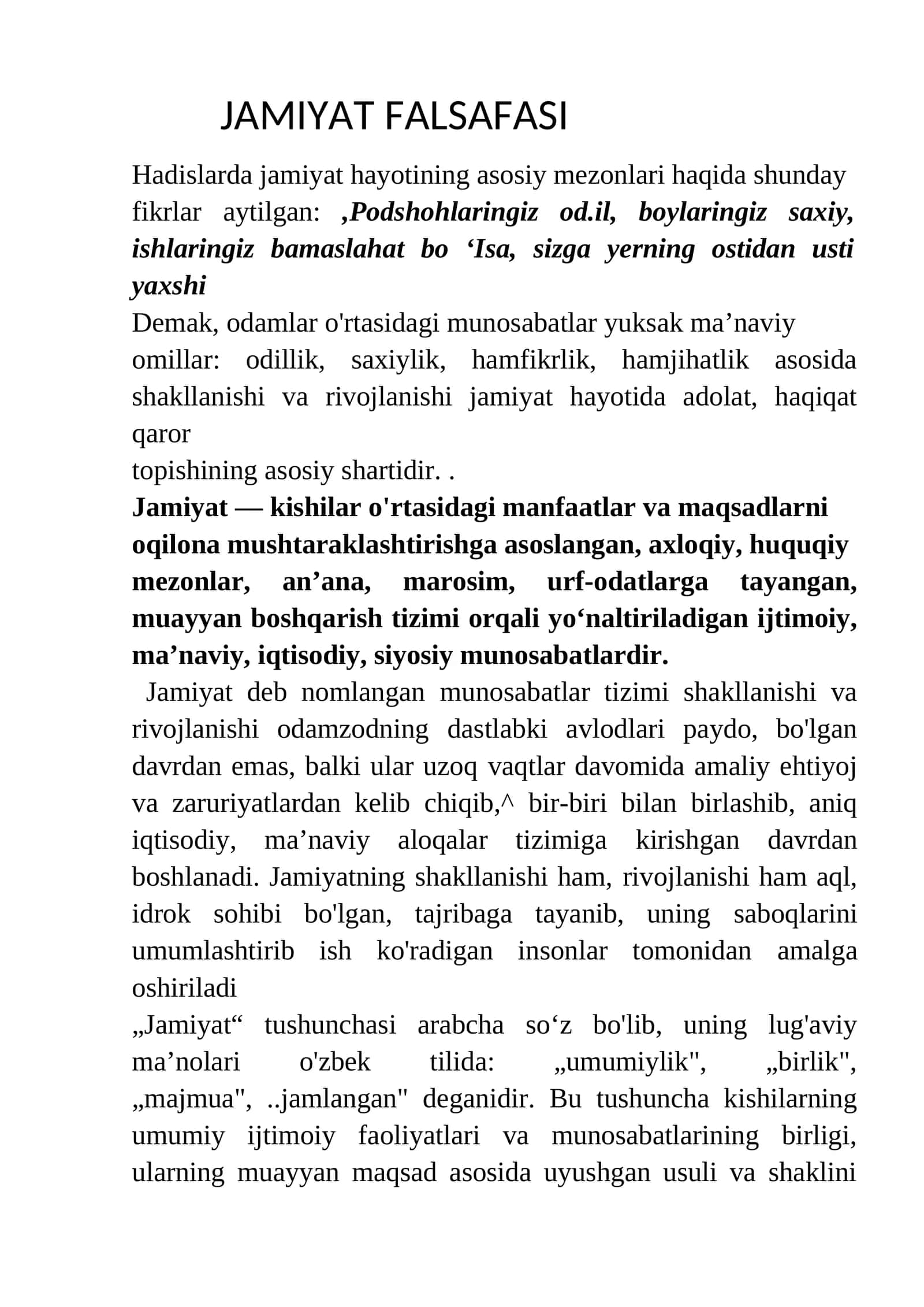 JAMIYAT FALSAFASI 1