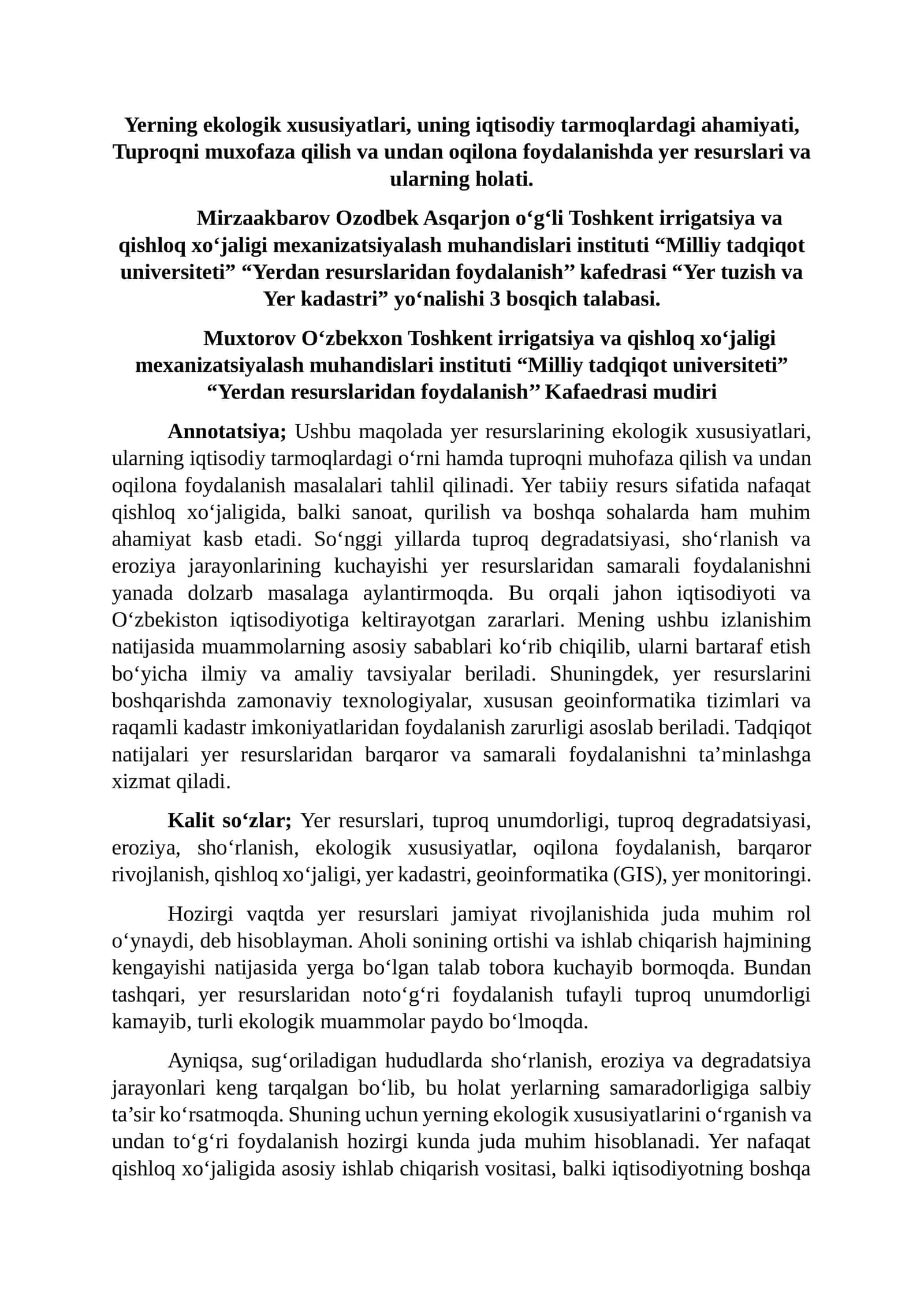 Yerdan resurslaridan foydalanish 1