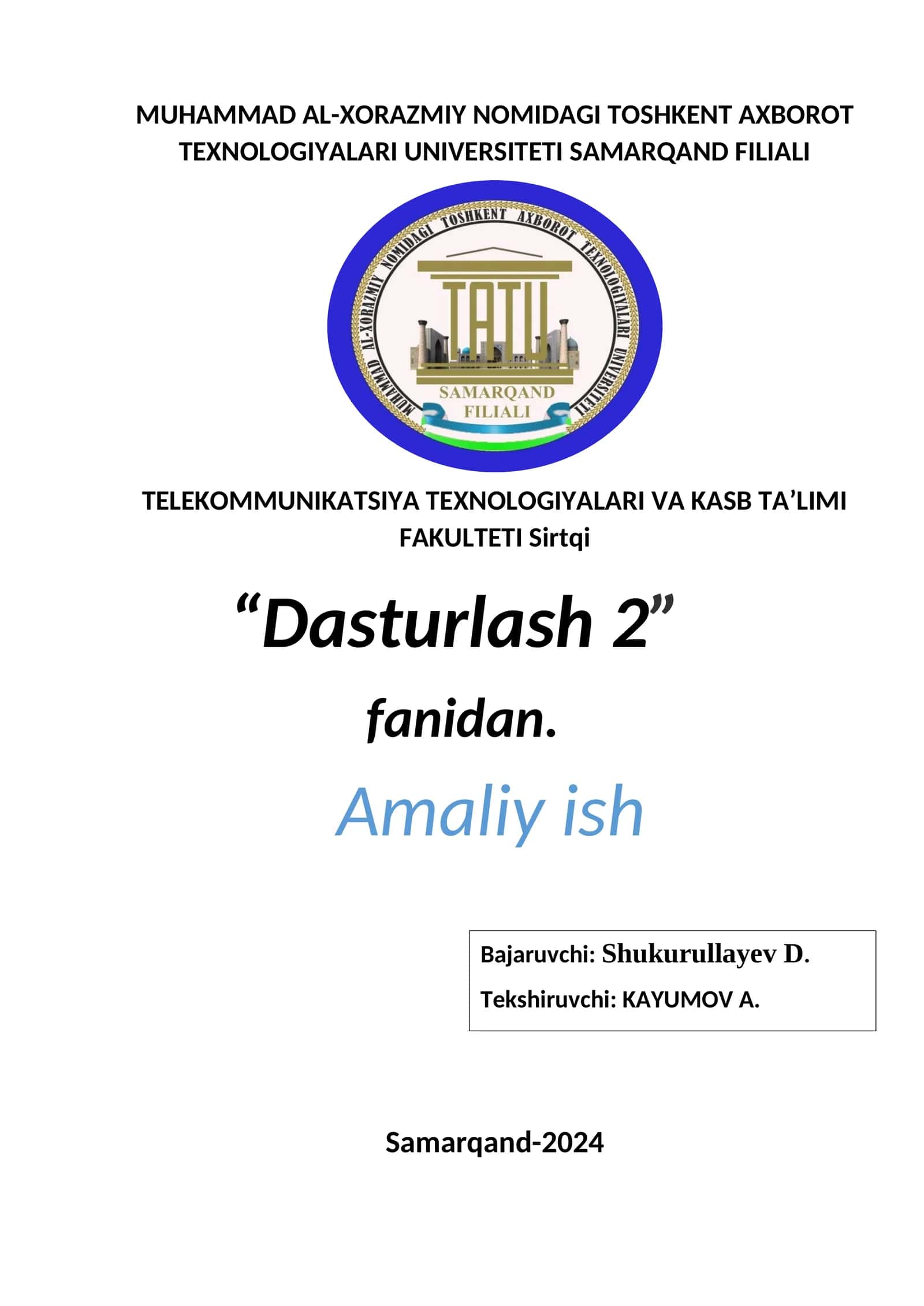 TARMOQLANUVCHI DASTURLASH 1