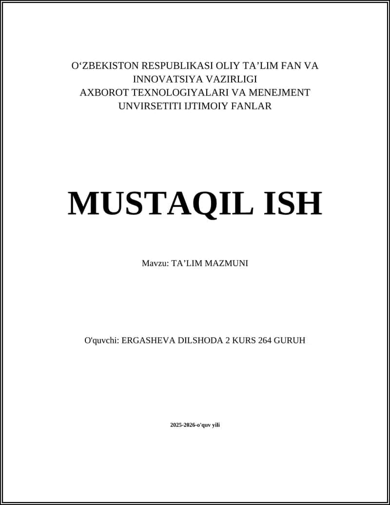 TAʼLIM MAZMUNI 1