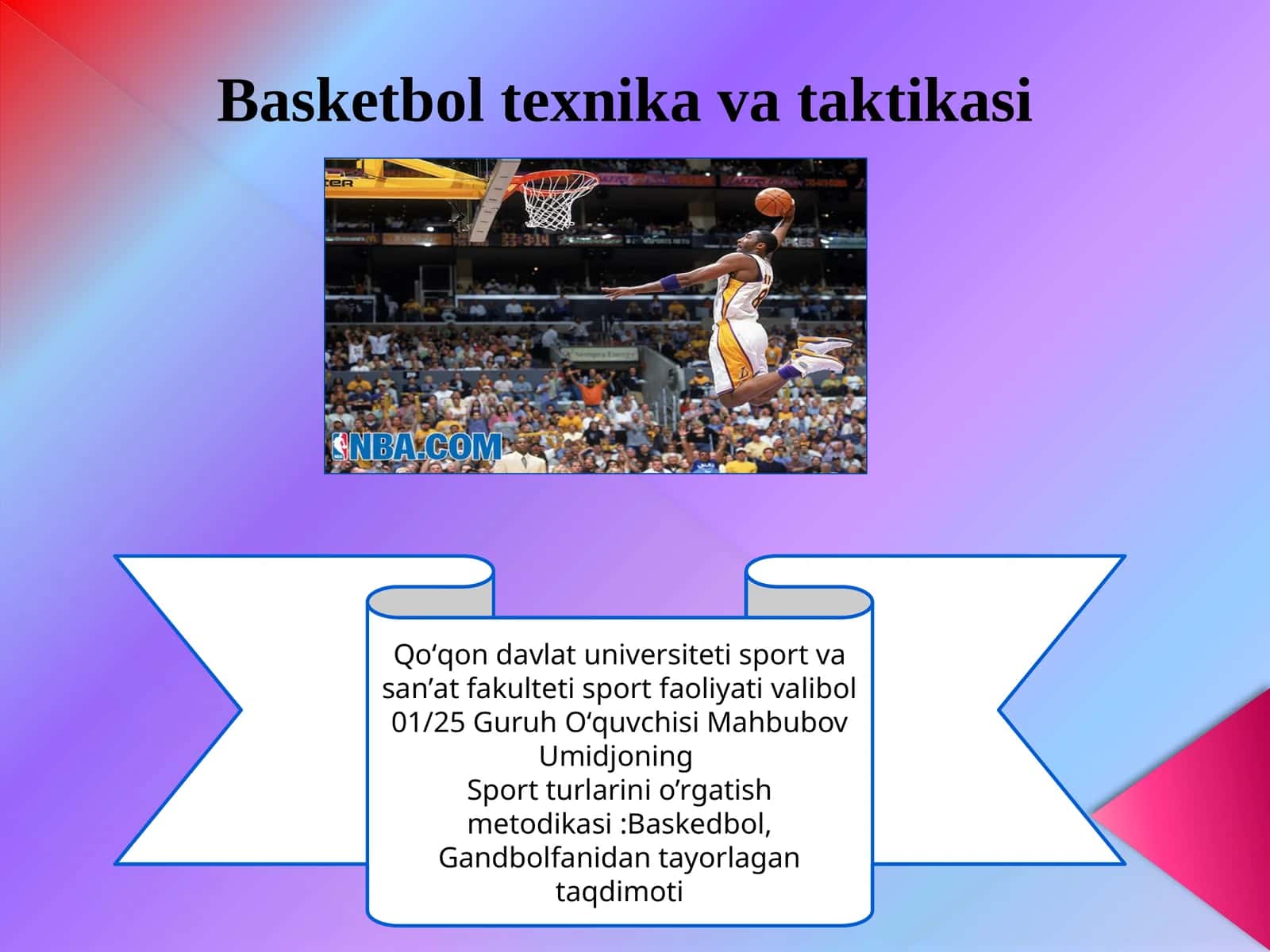 Basketbol texnikasi va taktikasi 1