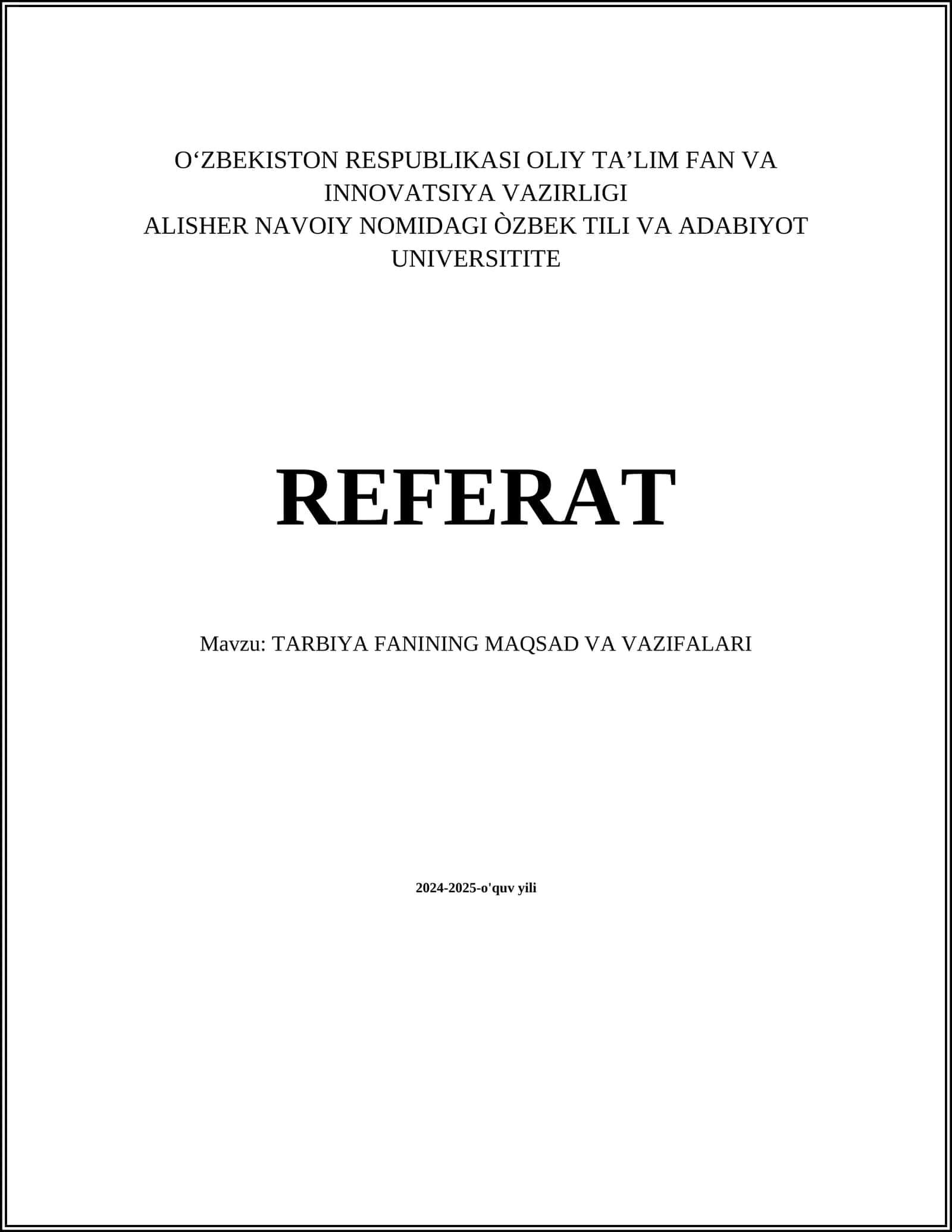 TARBIYA FANINING MAQSAD VA VAZIFALARI 1