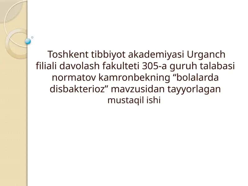 Tibbiyot. BKP 1