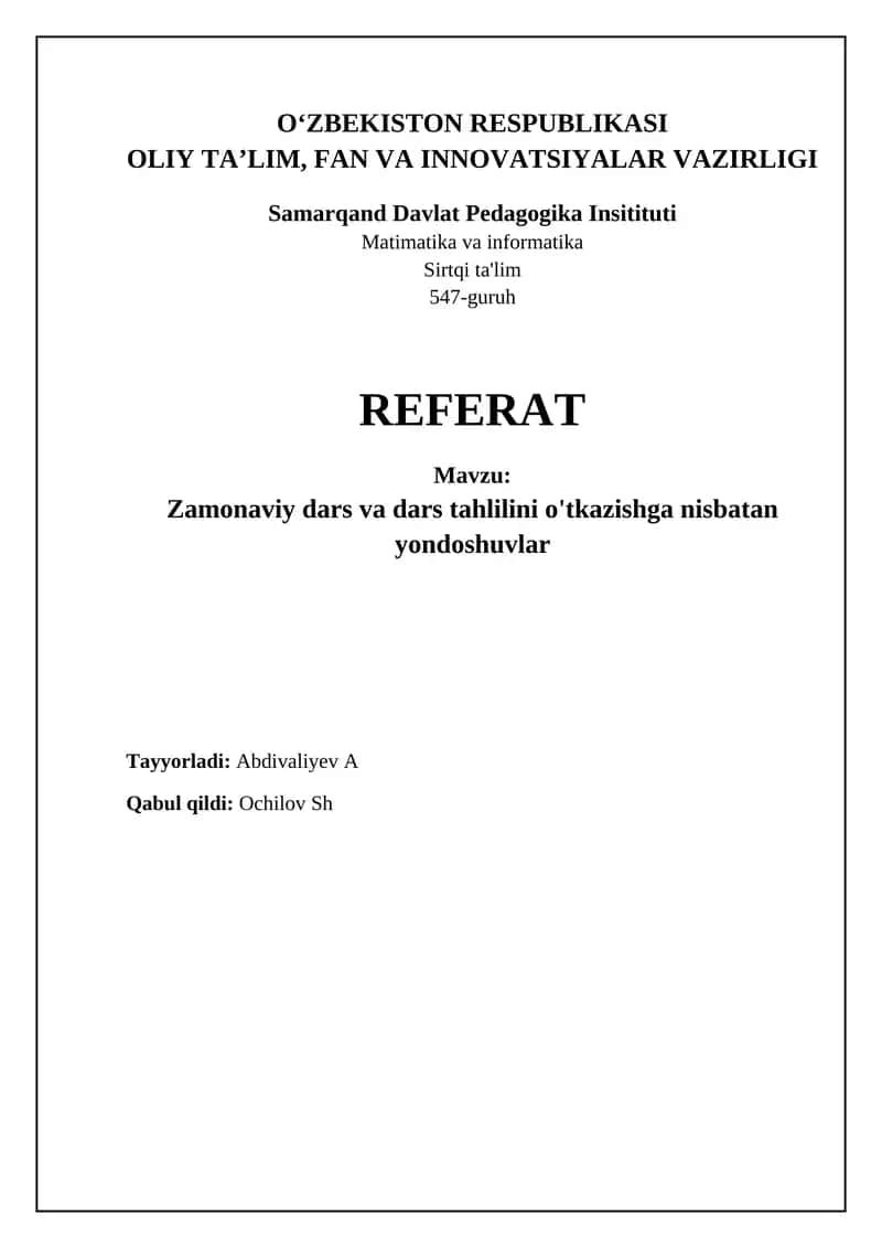 Zamonaviy darslarning asosiy usullari va texnikalari 1