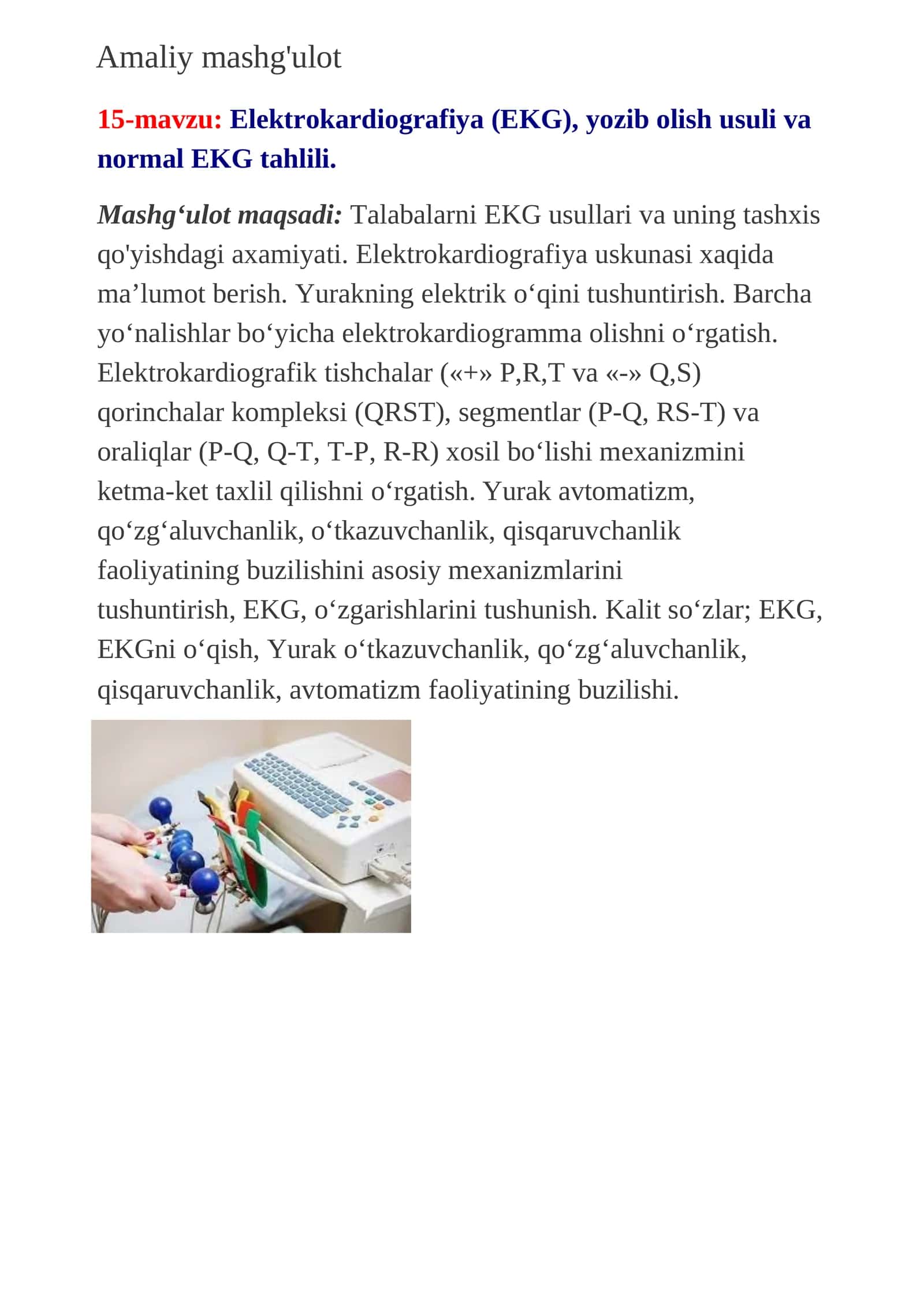 Elektrokardiografiya (EKG) 1