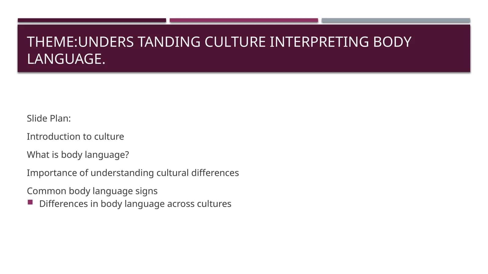 Unders tanding culture interpreting body language. 1
