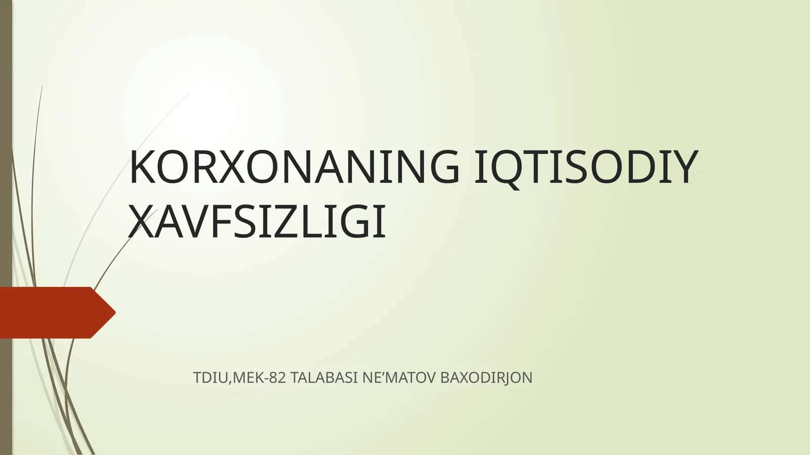 Korxonaning Iqtisodiy Xavfsizligi 1