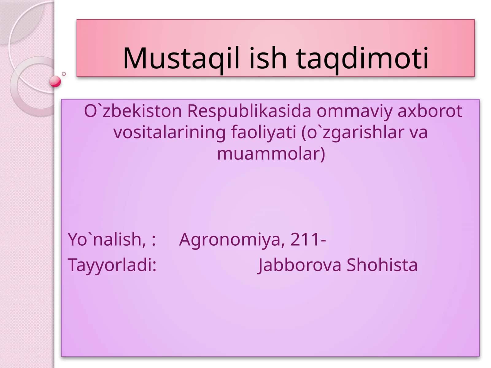 Mustaqil ish taqdimoti 1