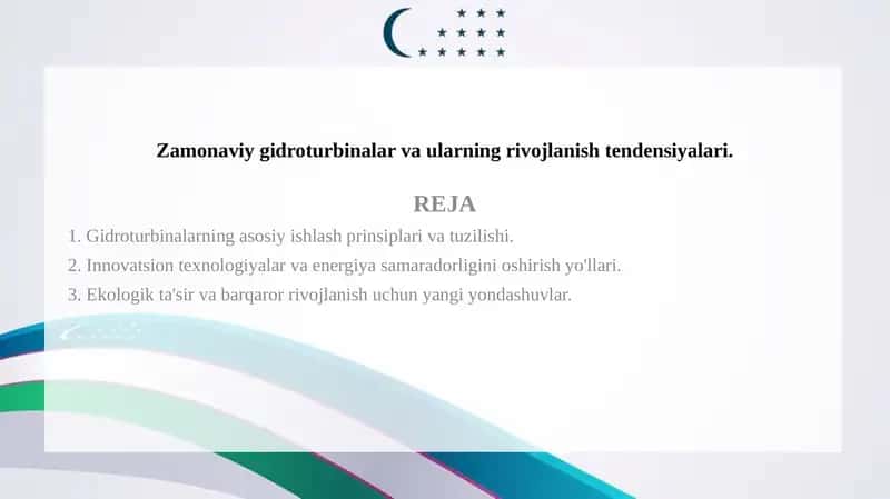 Zamonaviy gidroturbinalar va ularning rivojlanish tendensiyalari. 1