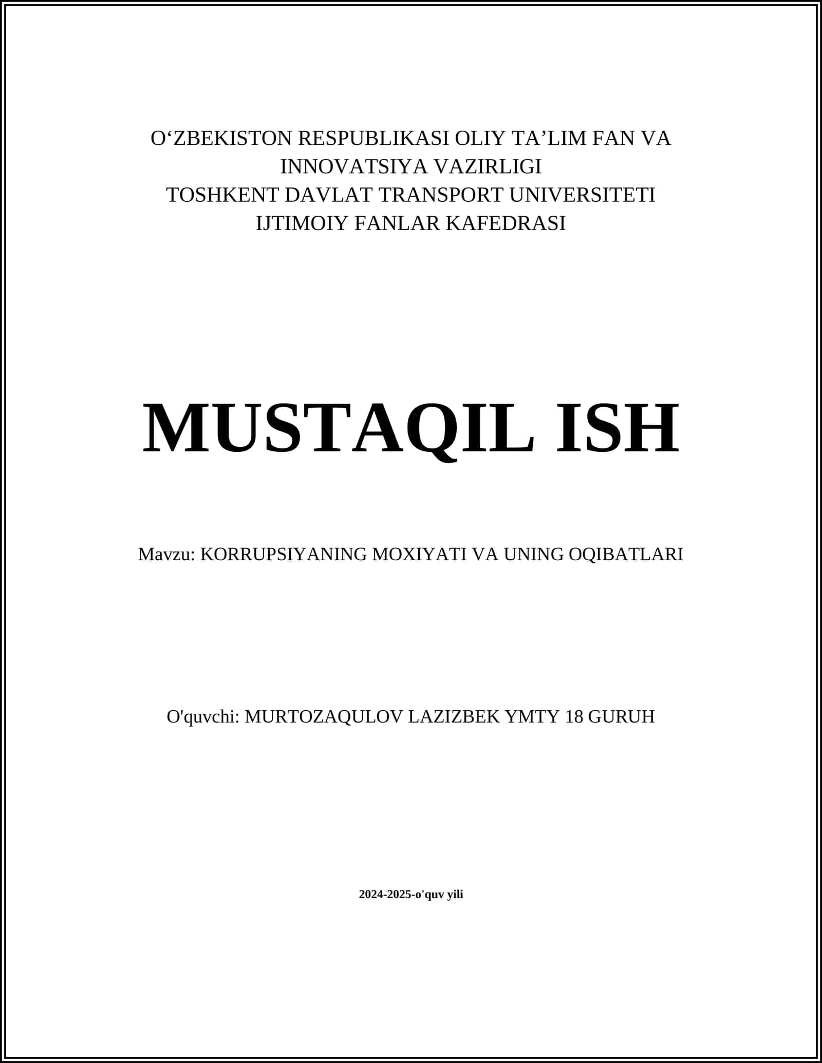 KORRUPSIYANING MOXIYATI VA UNING OQIBATLARI 1